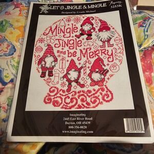 New Imaginating Let's Jingle &‎ Mingle Christmas Gnomes Counted Cross Stitch Kit